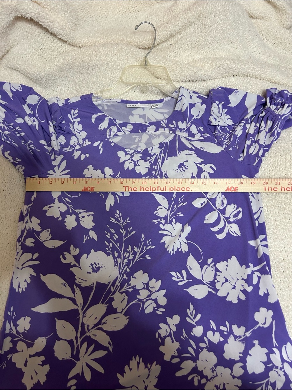 Susan Graver Liquid Knit Blouse Top Size M Purple Floral Feminine Elevated Basic - Picture 5 of 6